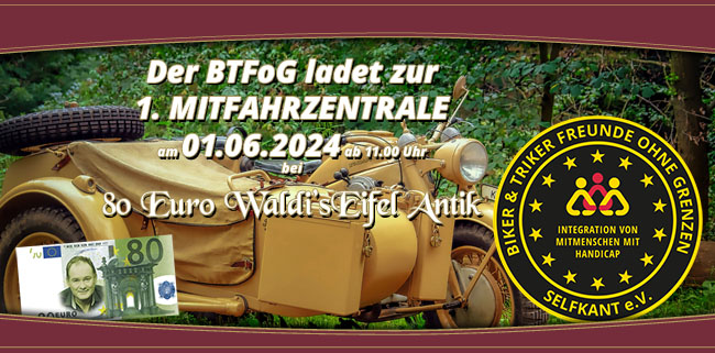 Der BTFoG ladet zur 1. MITFAHRZENTRALE am 01.06.2024 ab 11.00 Uhr bei 80 Euro Waldi`s Eifel Antikk - Bild